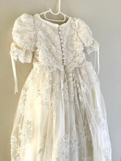 Xodeené Full Beaded Lace Christening Dress (lead time 10 working days)