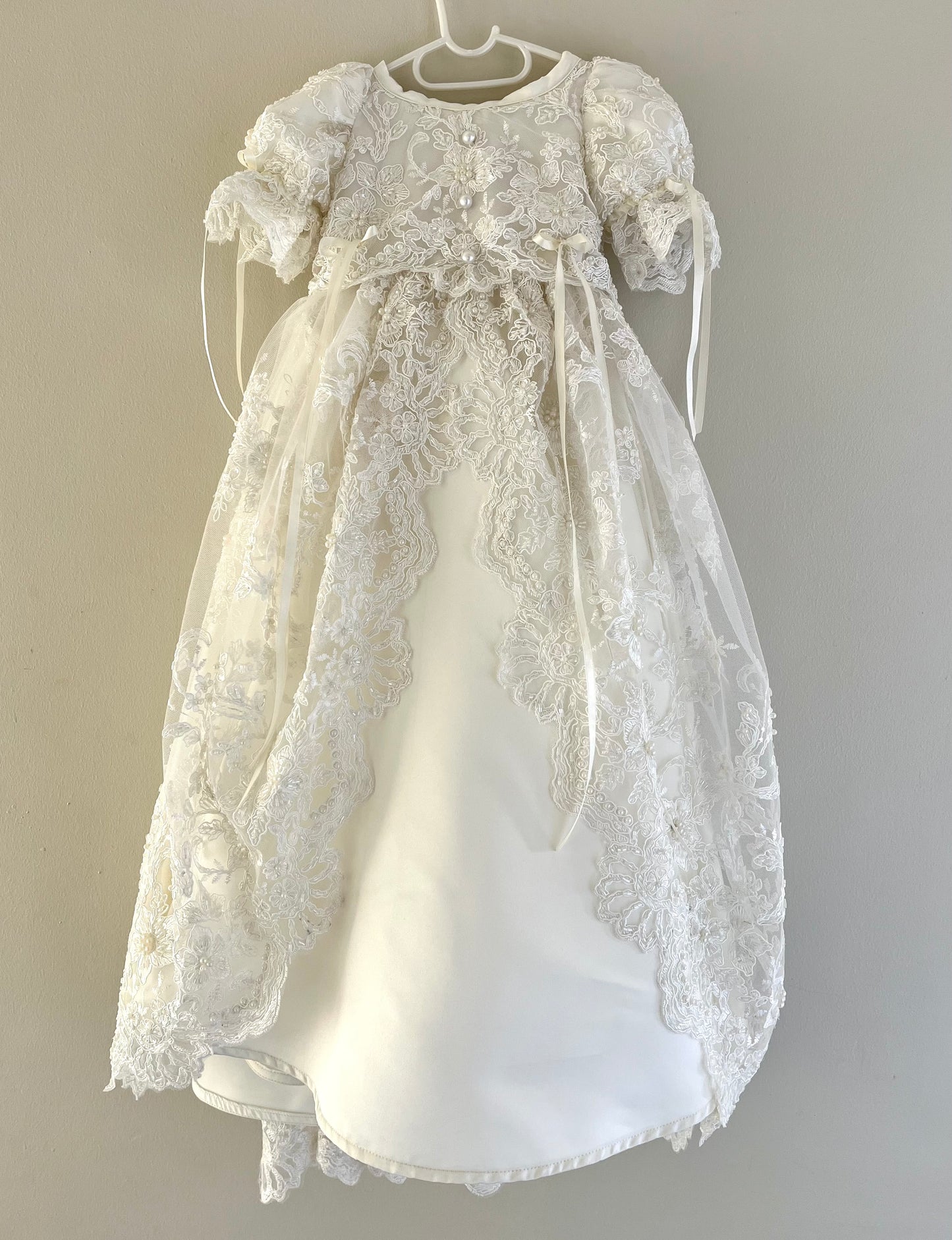 Xodeené Full Beaded Lace Christening Dress (lead time 10 working days)