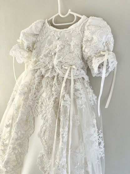 Xodeené Full Beaded Lace Christening Dress (lead time 10 working days)