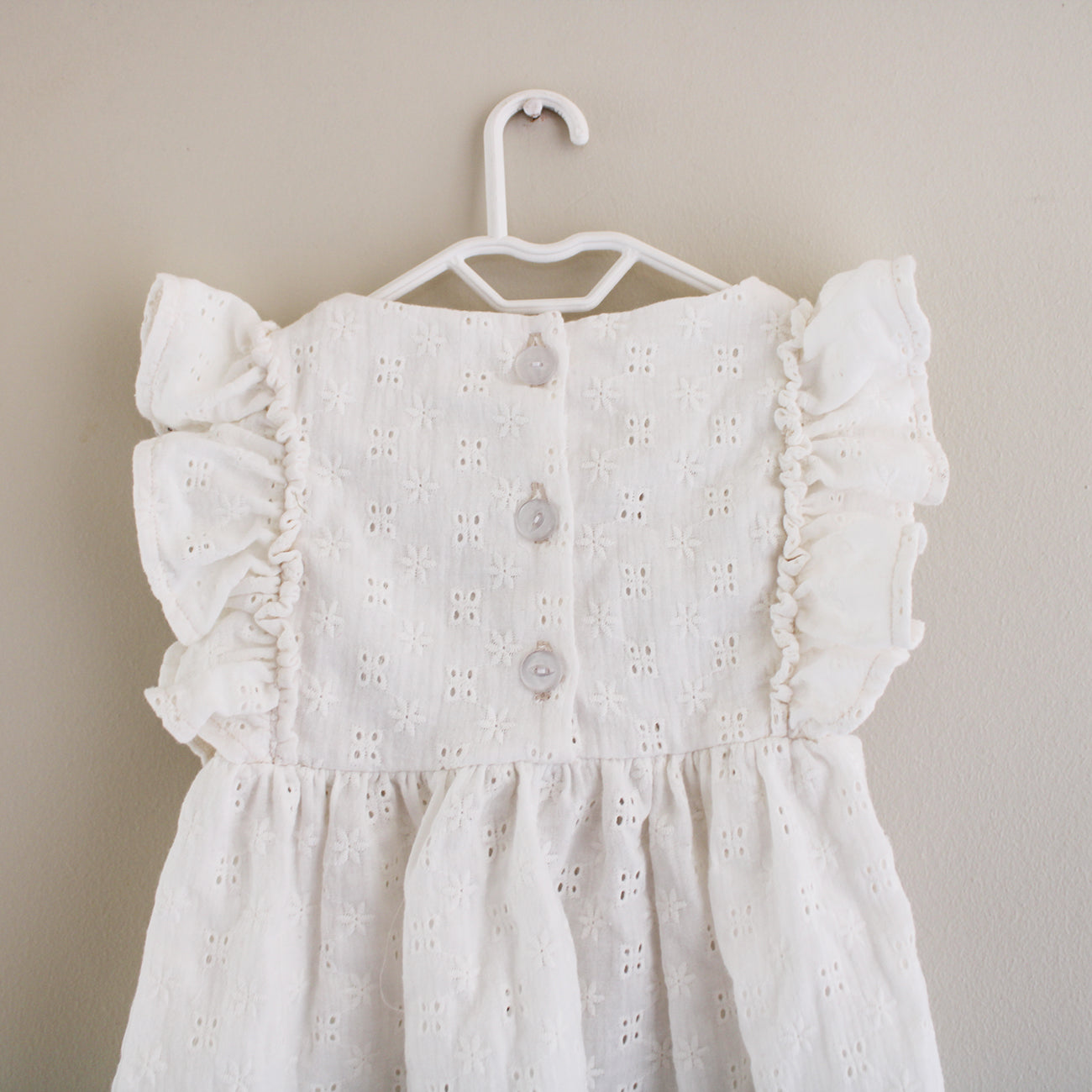 Anglaise Frilly Dress - Cream (headband sold separately)