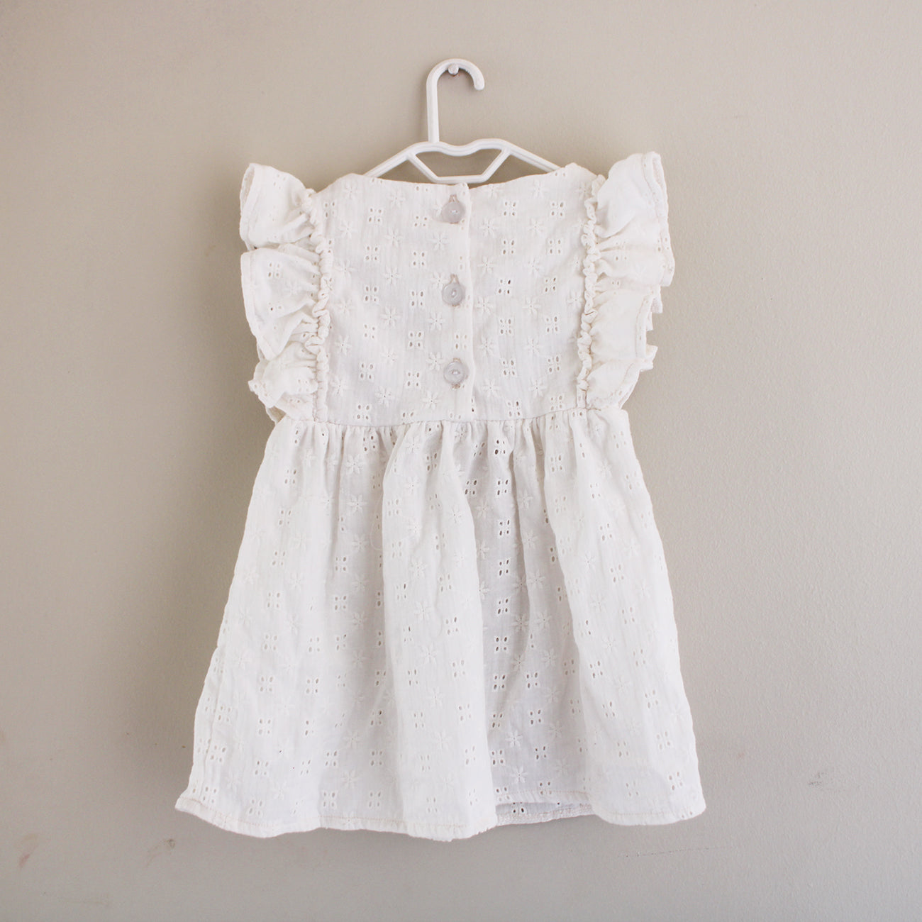 Anglaise Frilly Dress - Cream (headband sold separately)