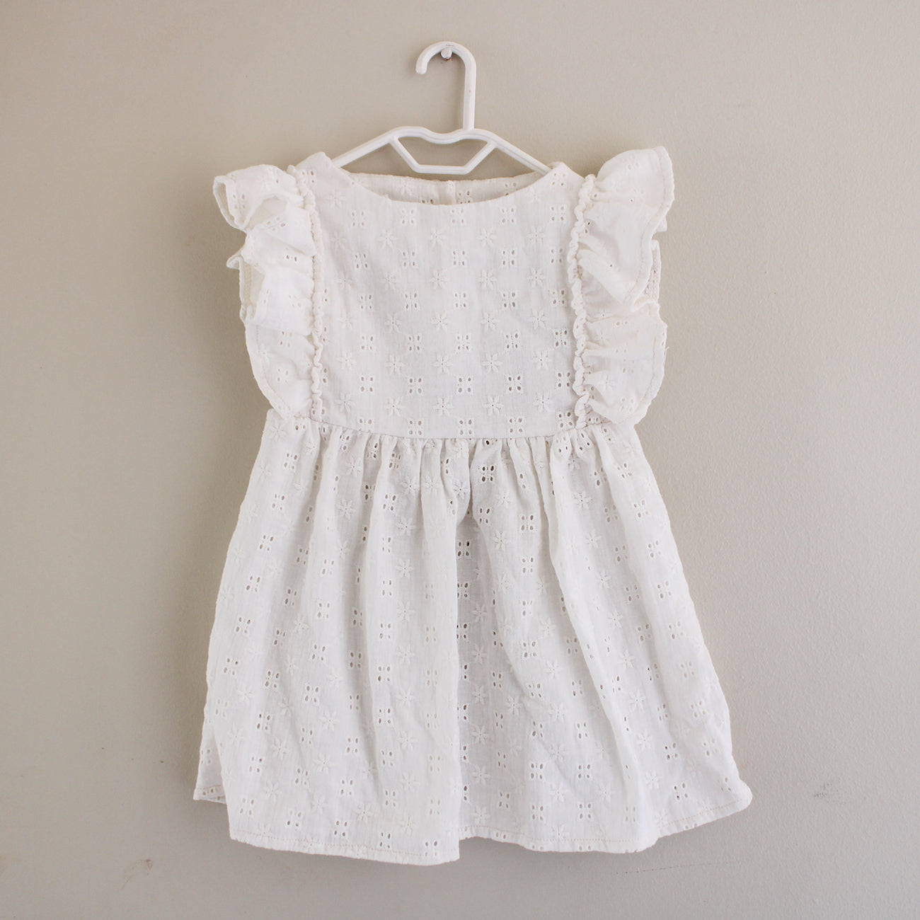 Anglaise Frilly Dress - Cream (headband sold separately)