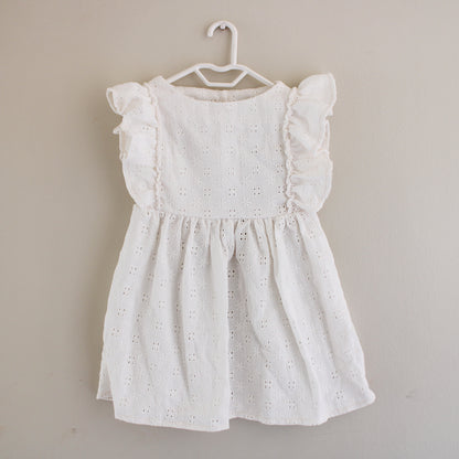 Anglaise Frilly Dress - Cream (headband sold separately)