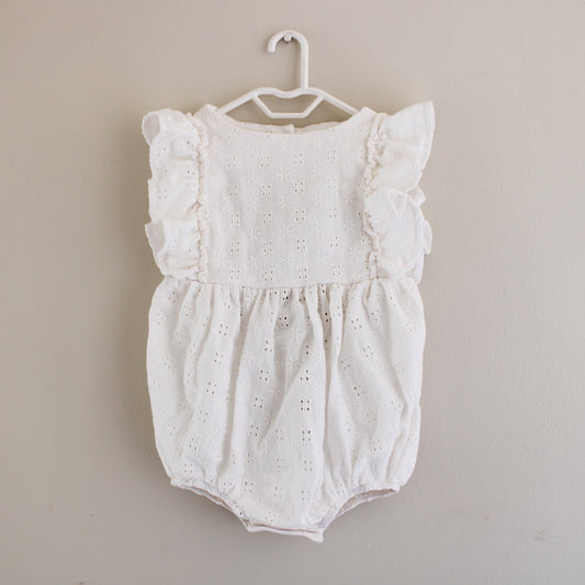 Anglaise Frilly Romper - Cream (headband sold separately)