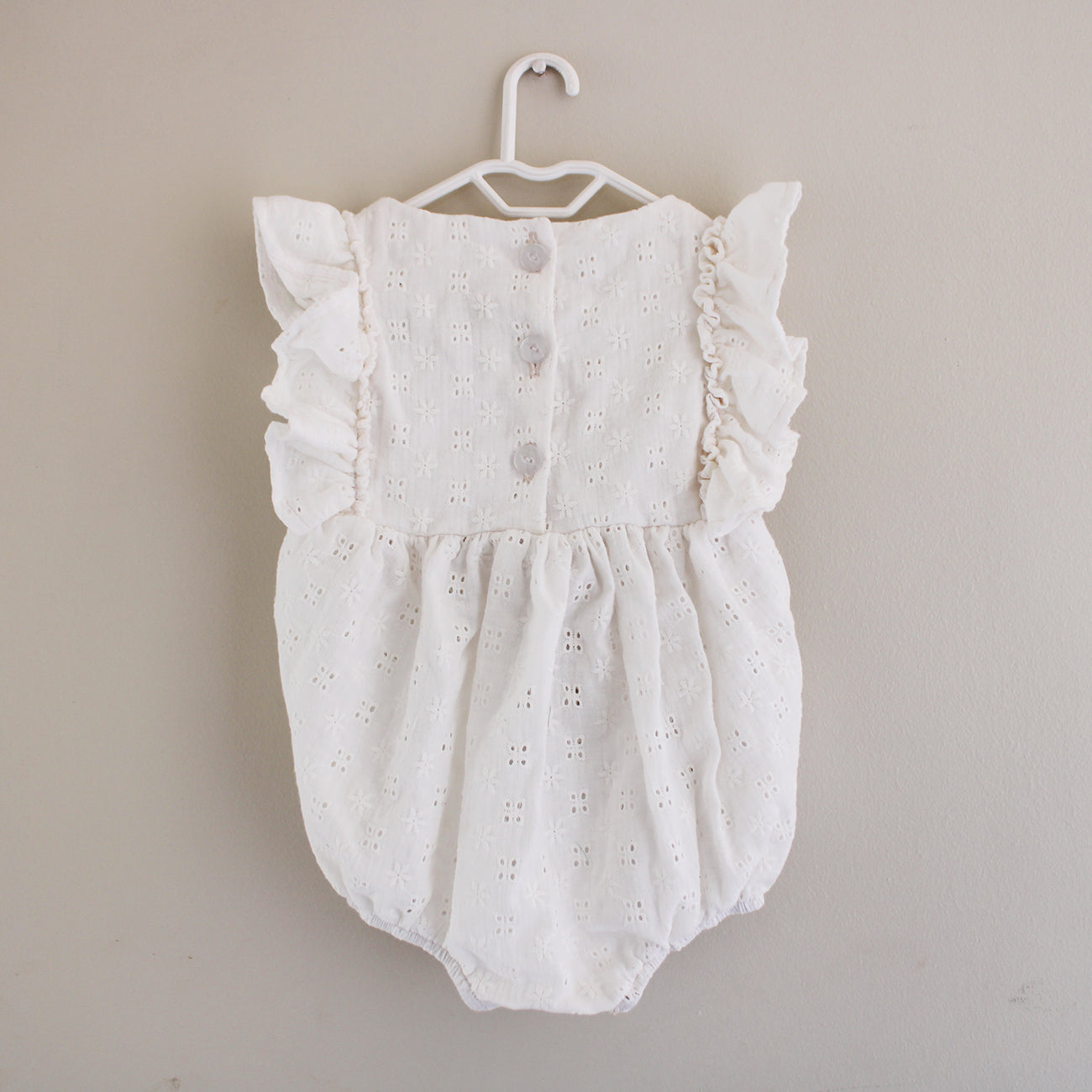 Anglaise Frilly Romper - Cream (headband sold separately)