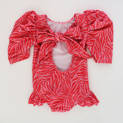 Capri Swimsuit - Pink Zebra (includes scrunchy)