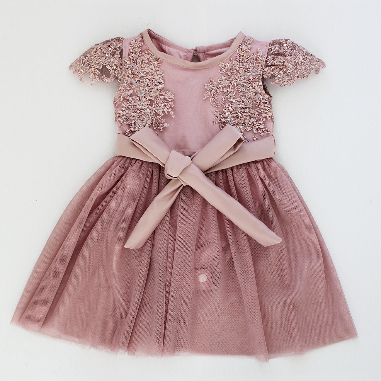 Emily Mauve Pink Lace Dress/Romper (headband included, shoes excluded)