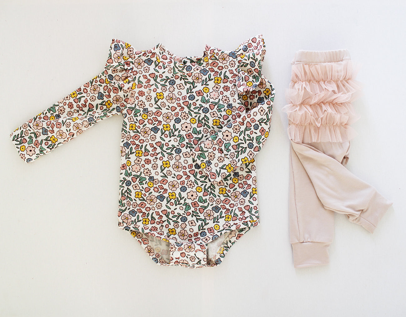 Frilly long sleeve Onesie - Floral