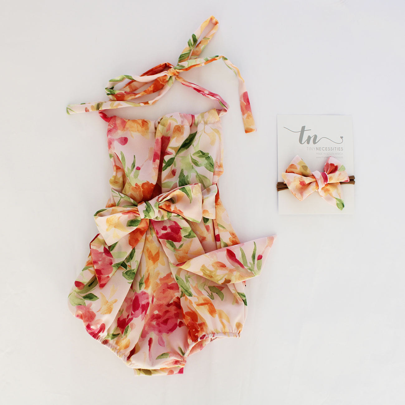 Halterneck Romper - Wild Roses (headband sold separately)