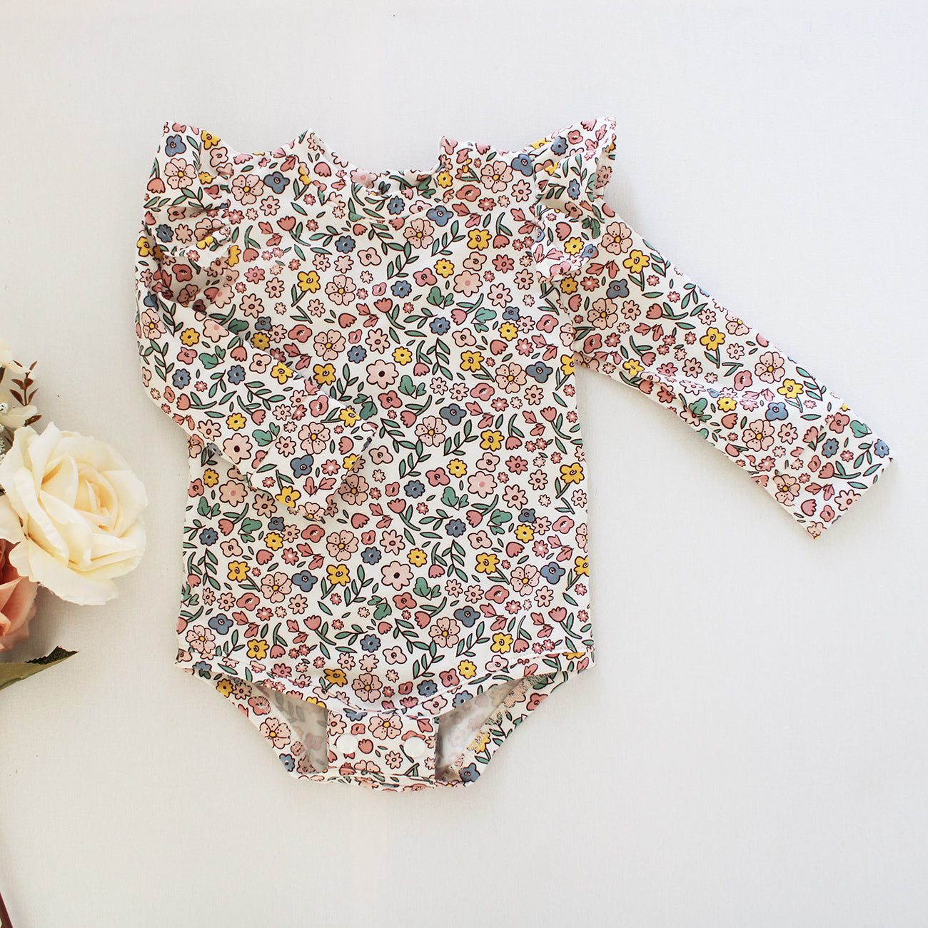 Frilly long sleeve Onesie - Floral