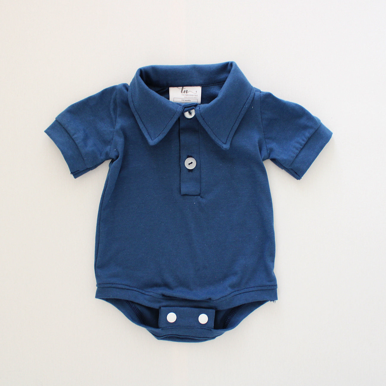 Midnight Blue Collared Onesie - short sleeves