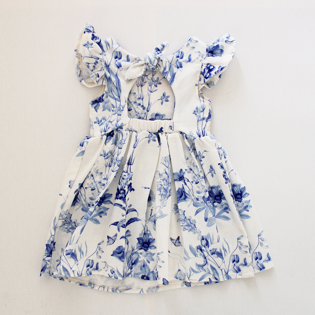 Open Back Frilly Dress - Psalm White/Blue