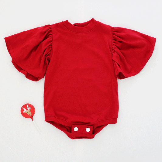 Belle Sleeve Frill Onesie - Red