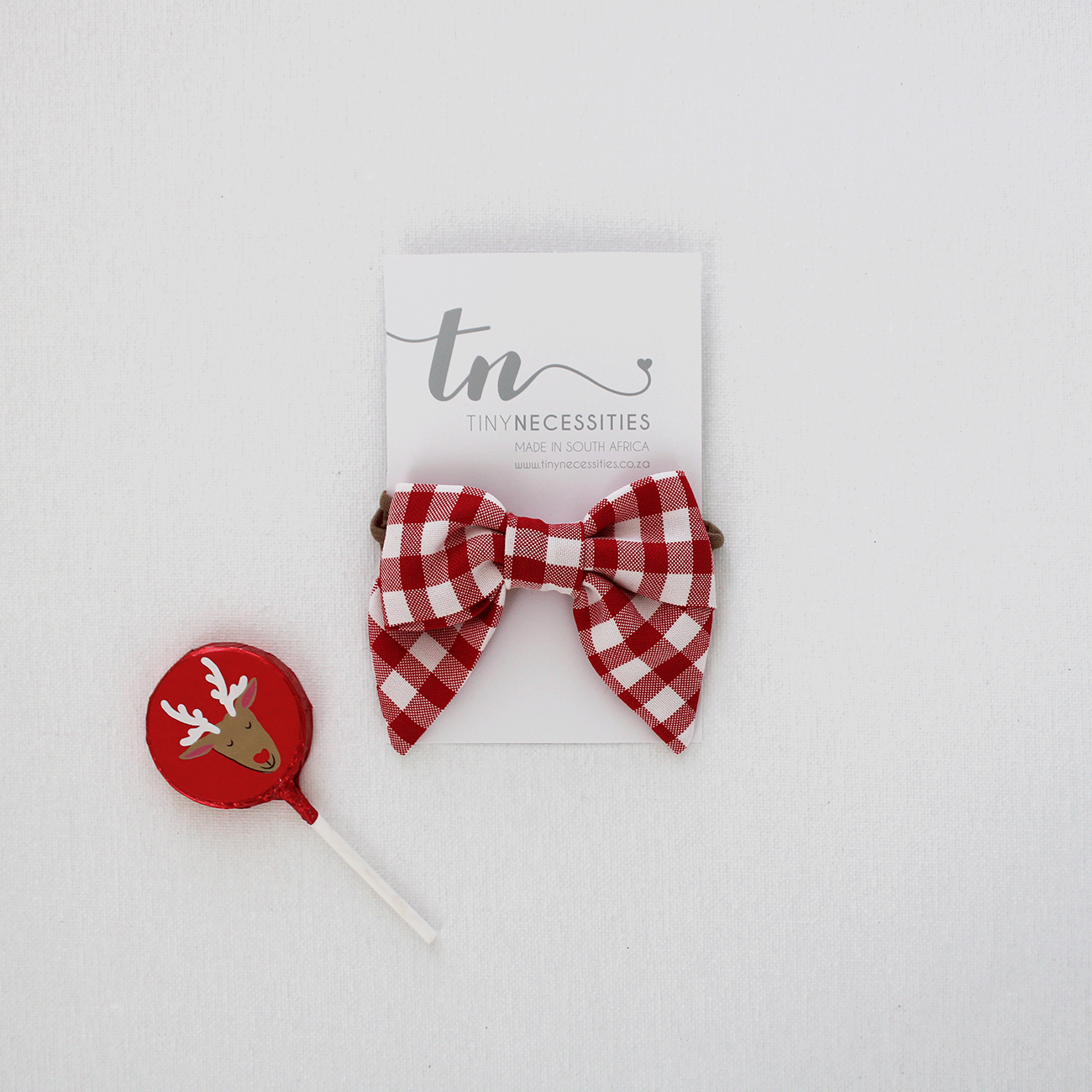 Red/White Check Nylon Headband