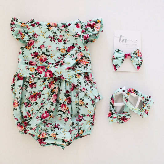 Harper Roses in Bloom Floral Romper (all accessories sold separately)