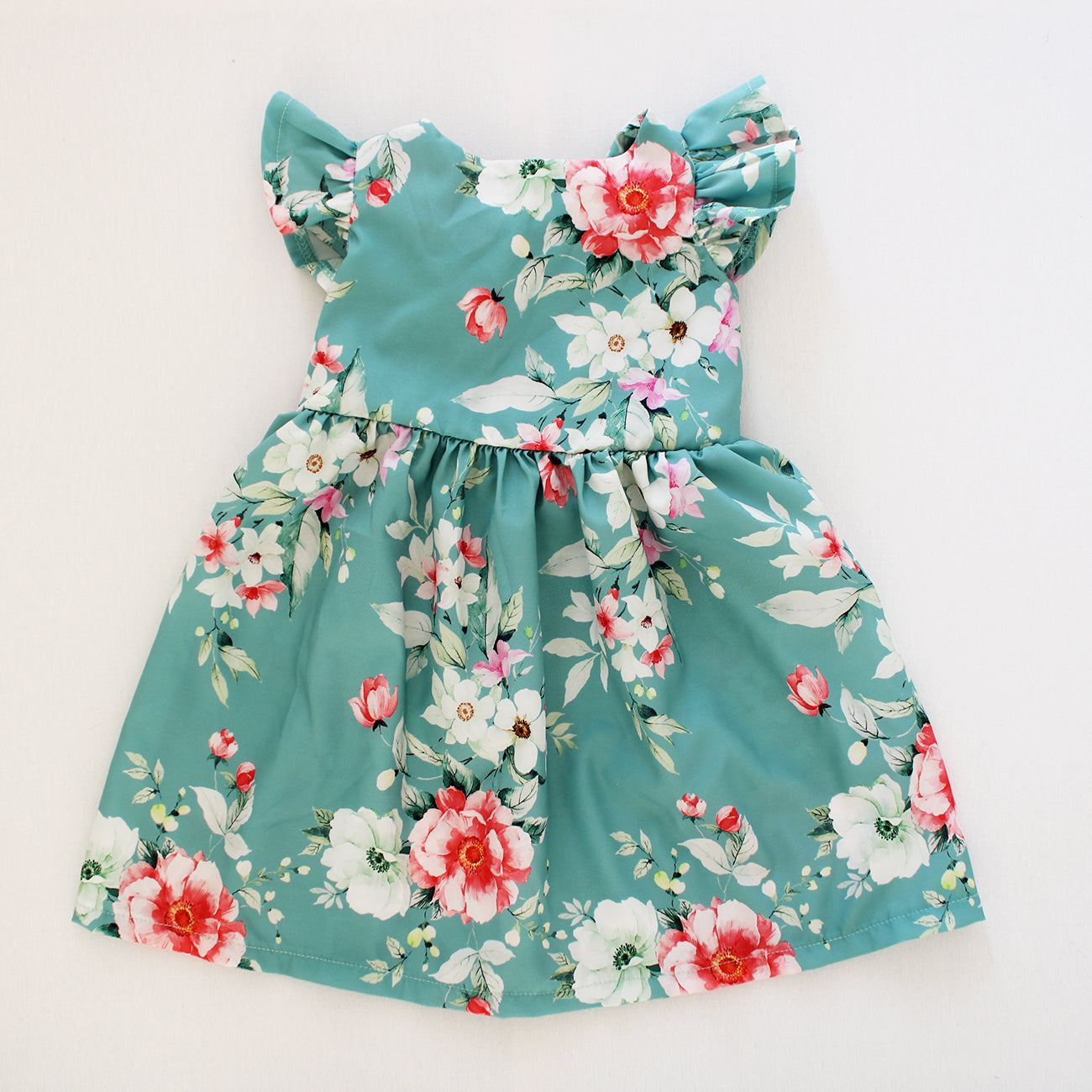 Open Back Frilly Dress - Sage Floral