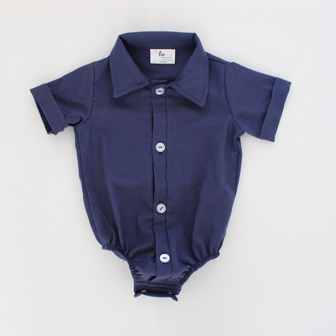 Midnight Blue Collared Onesie - short sleeves