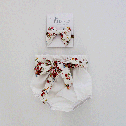 White High Waist Bloomer with Blossom Belt (headband sold separately)